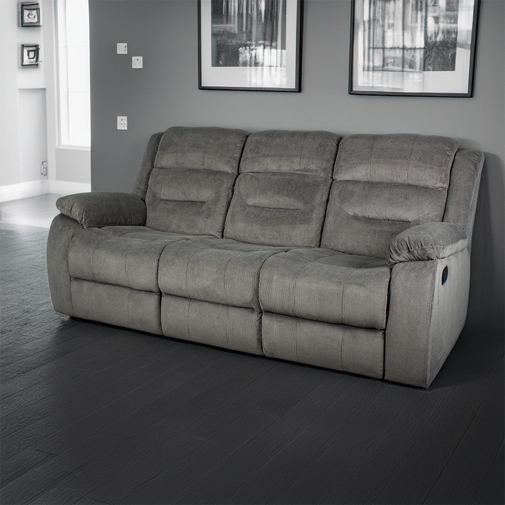 Costanza 3-Seater Recliner Sofa (Grey) - Mainland Furniture NZ