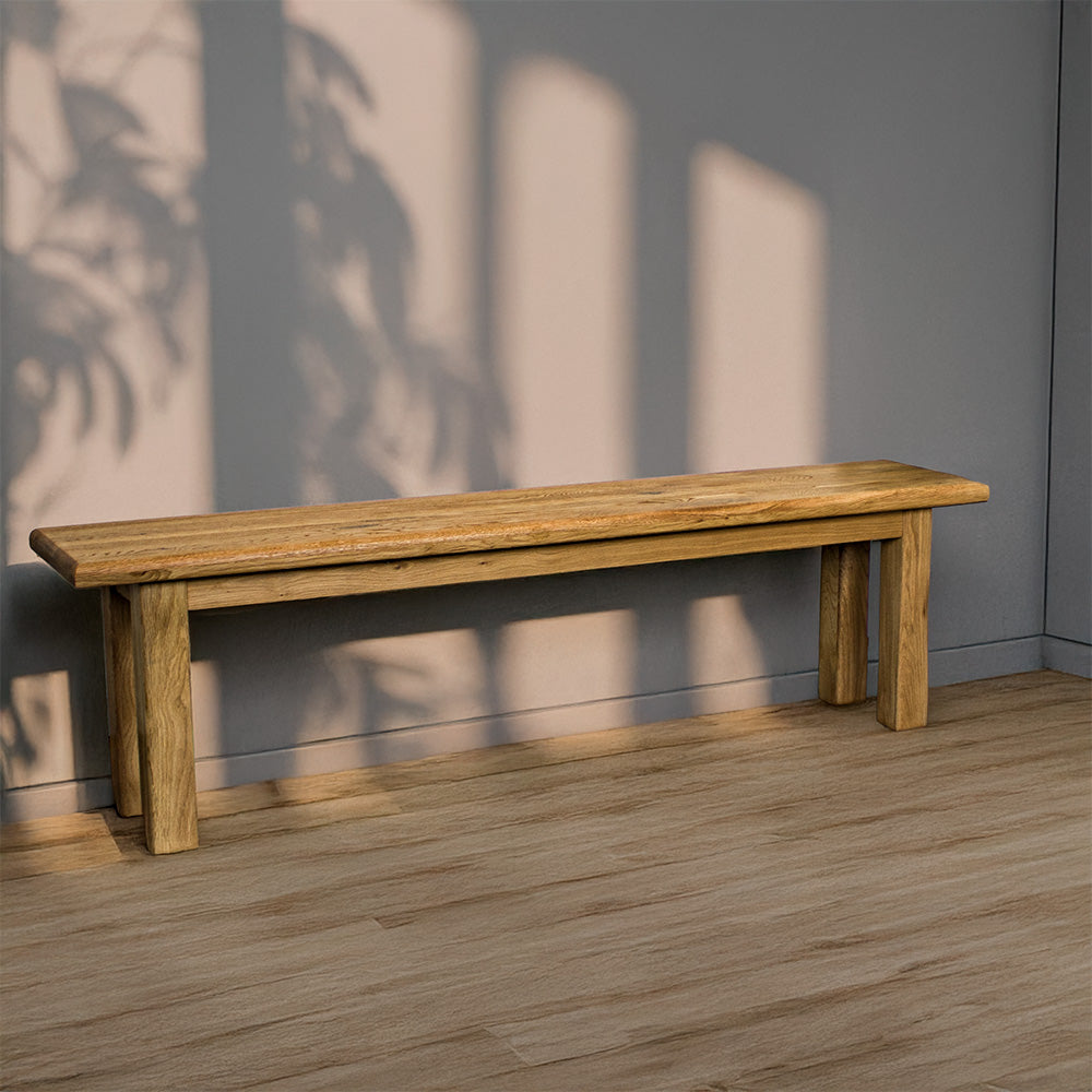 The front of the Loire Solid Oak Bench Seat 1.8m.