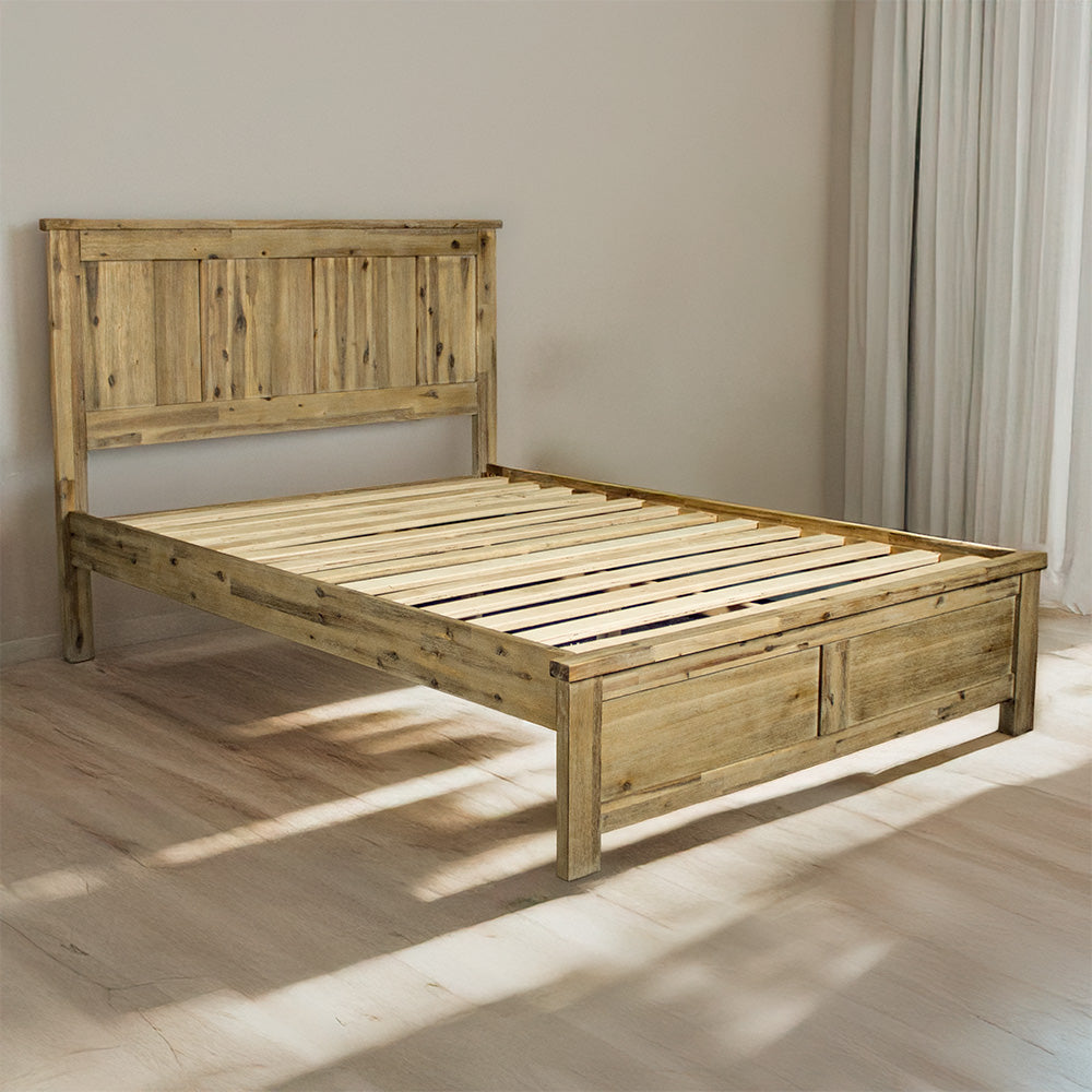 The front of the Mars Double Slat Bed Frame, in a modern bedroom.