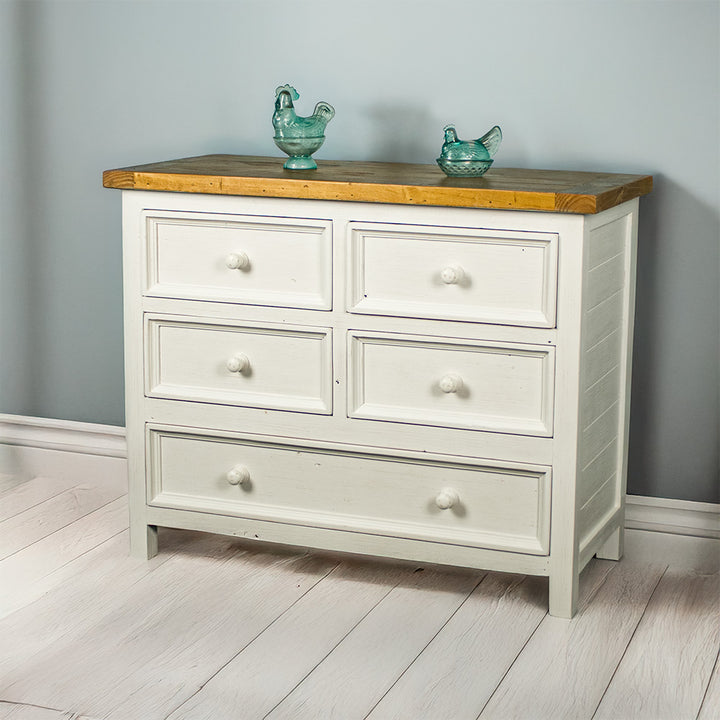 Tuscan Recycled Pine Five Drawer Lowboy