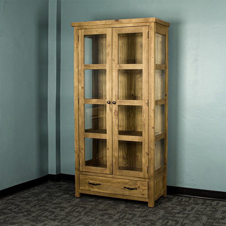 Front of the Ventura Recycled Pine Display Cabinet