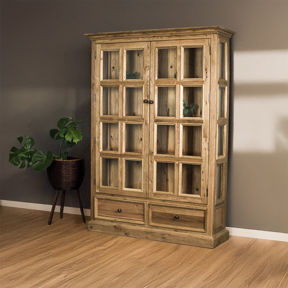 Versailles Large Oak Display Cabinet