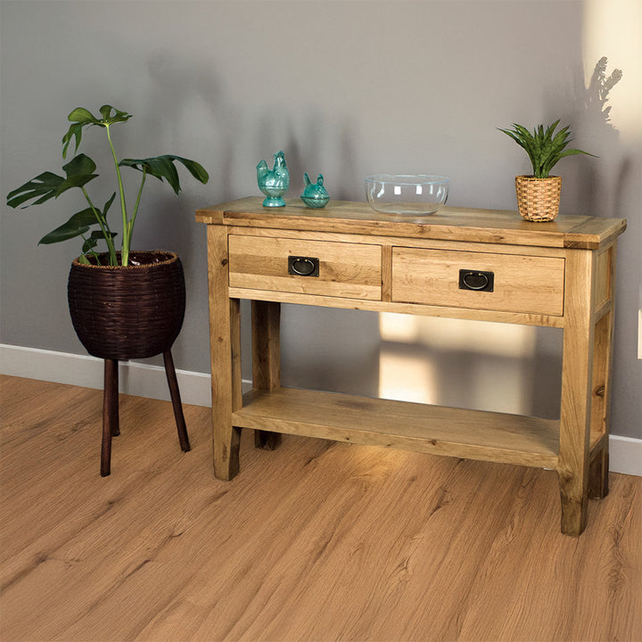 Yes 2 Drawer Oak Hall Table