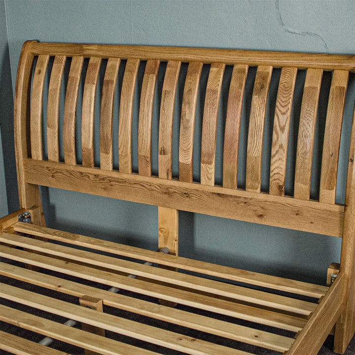 Vienna Oak King Size Mermaid Sleigh Slat Bed Frame