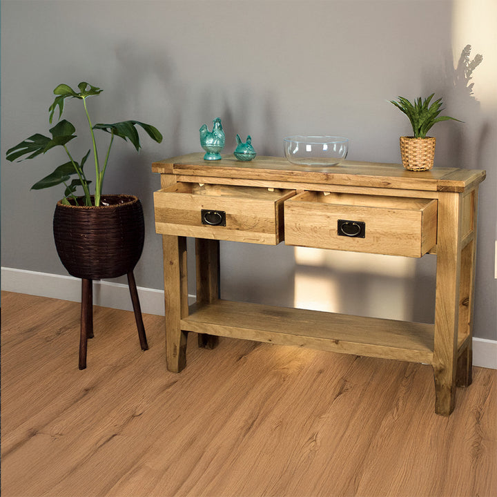 Yes 2 Drawer Oak Hall Table