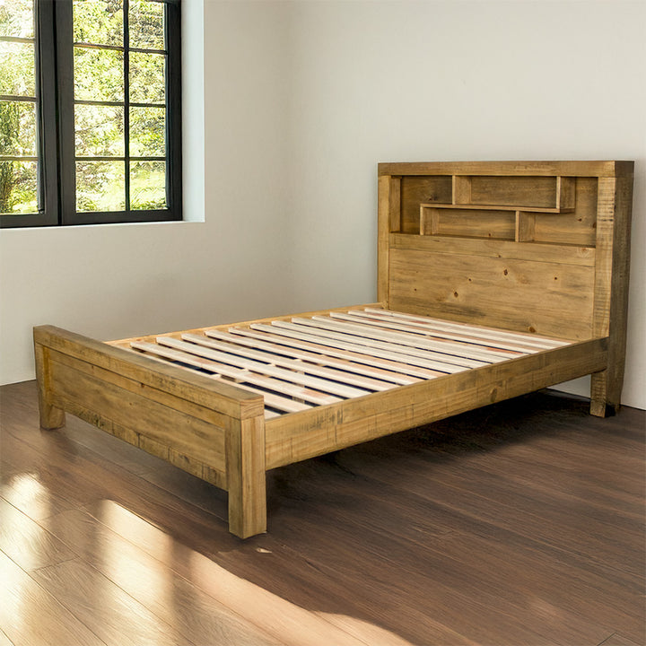 The front of the Amarillo King Slat Bed Frame, inside of a modern bedroom.