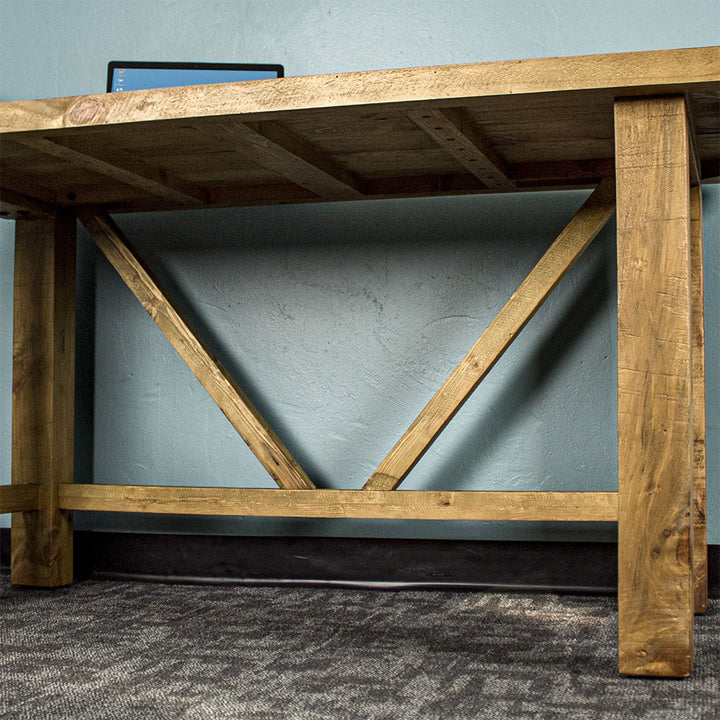 The back of the Ventura Recycled Pine Desk, showing the support braces.