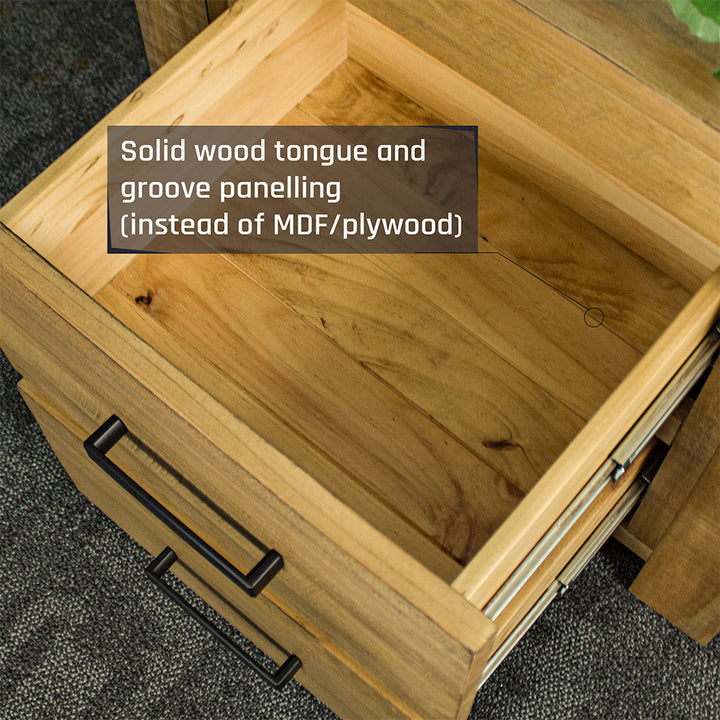 An overall view of the inside of the drawer of the Amarillo Two Drawer Bedside.