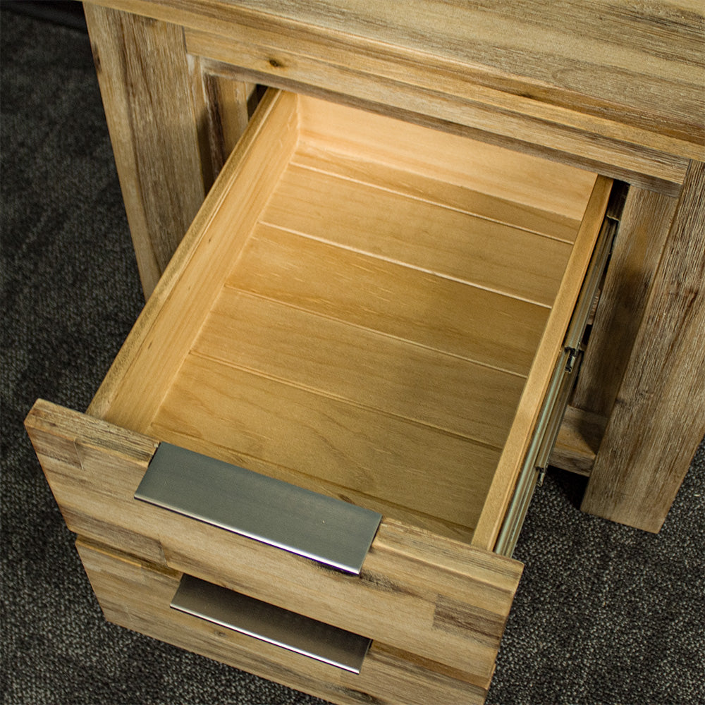 An overall view of the drawers on the Mars Two-Drawer Bedside Cabinet.