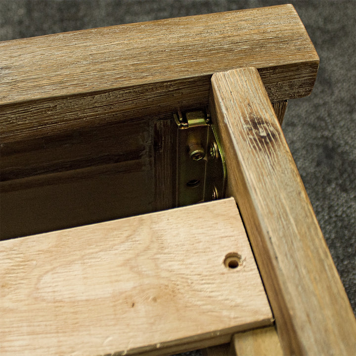 A close up of the bolts that securely hold the Mars Double Slat Bed Frame together.