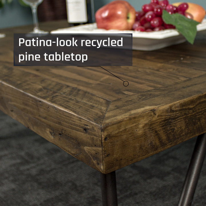 Top of the Paddington Recycled Pine Coffee Table showing the colour and wood grains.