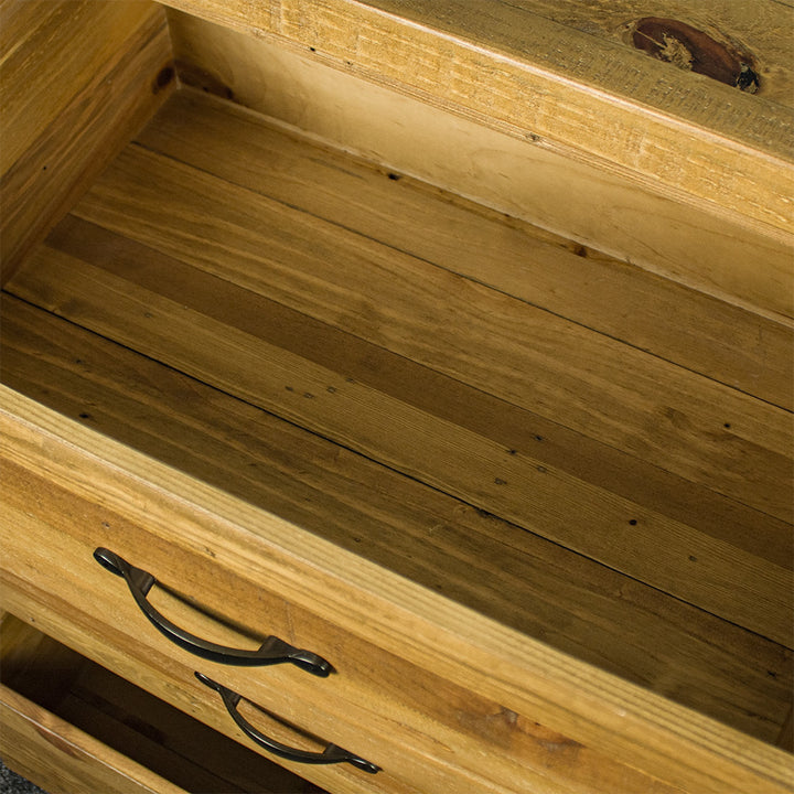 An overall view of the drawers on the Ventura Recycled Pine Lowboy.