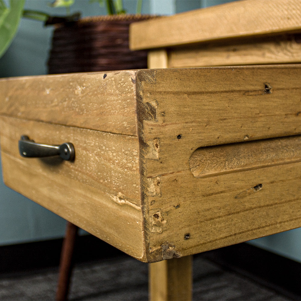 Ventura Recycled Pine Bedside Cabinet / Lamp Table