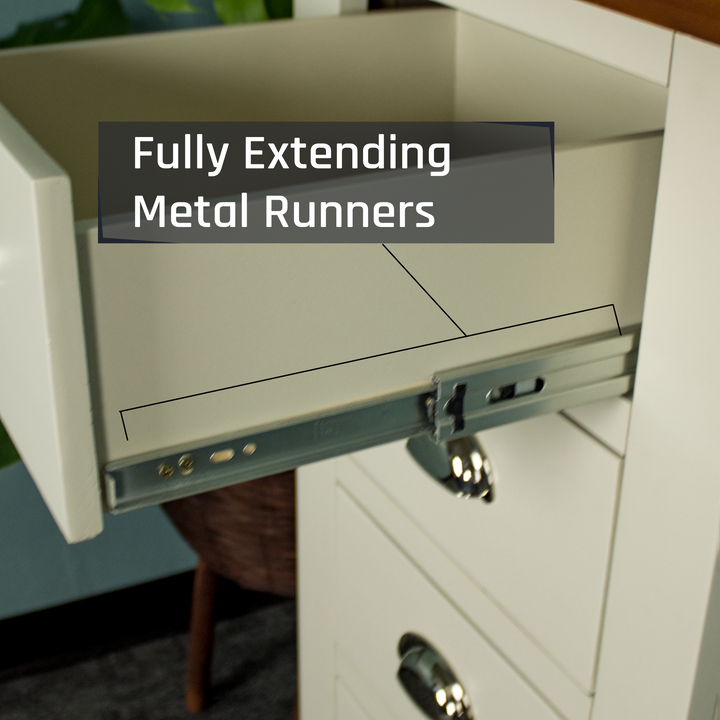 The metal runners on the Alton 5 Drawer Lingerie Chest