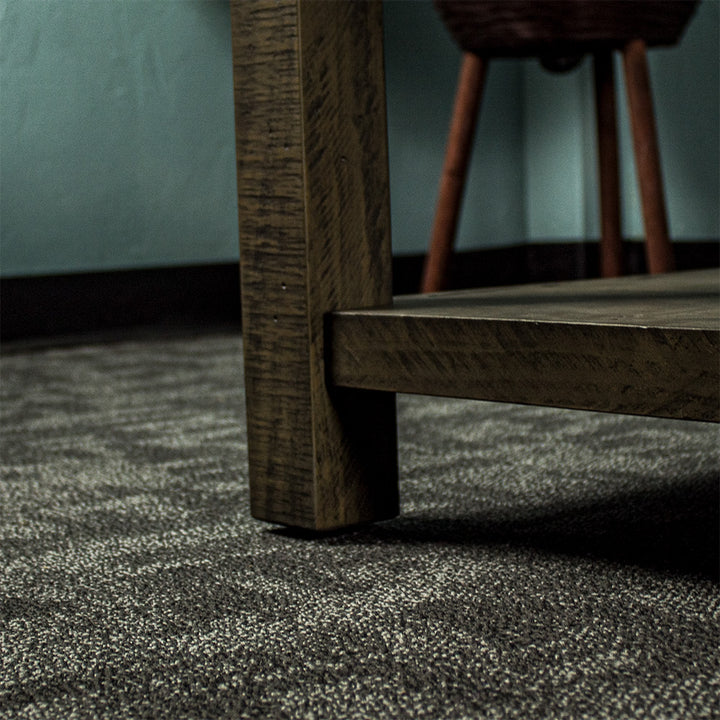 Close up of the lower table leg of the Stonemill Recycled Pine Coffee Table.