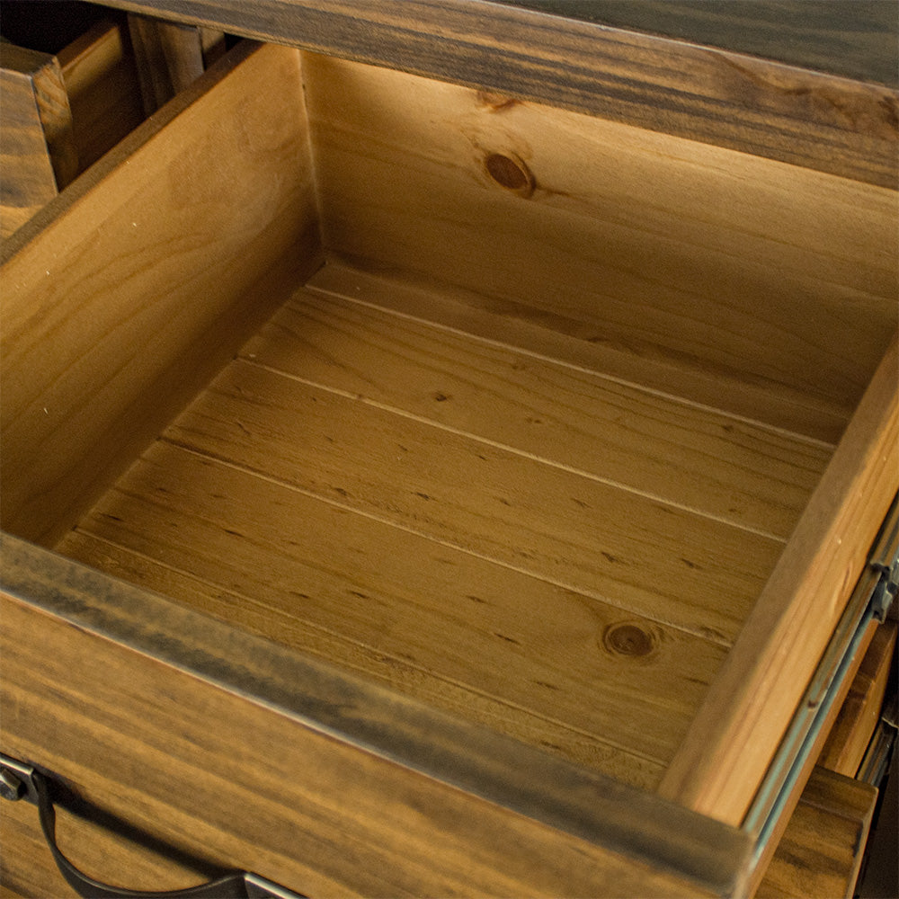 An overall view of the smaller drawers on the Botanica Six Drawer Tallboy.