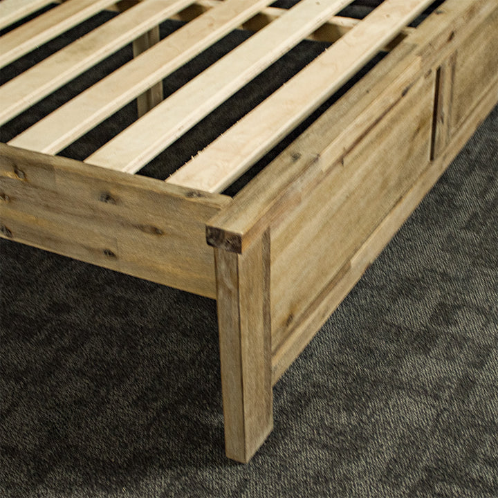 A view of the footboard of the Mars Queen Slat Bed Frame.