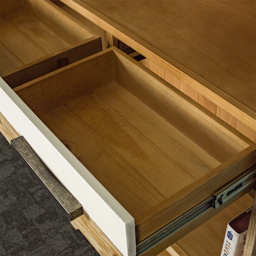 An overall view of the drawers on the Soho Tall Bookcase.