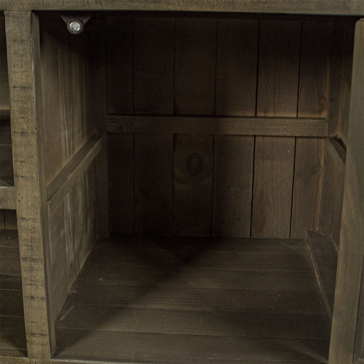 The cabinet on the sides of the Stonemill Recycled Pine TV Unit without the previous shelf.