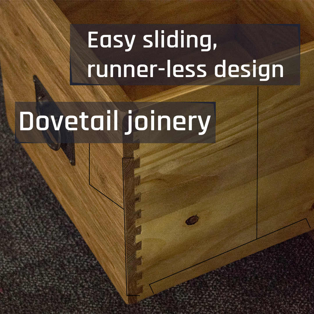 The dovetail joinery on the drawers of the Yes Compact 1 Door 3 Drawer Oak Buffet.