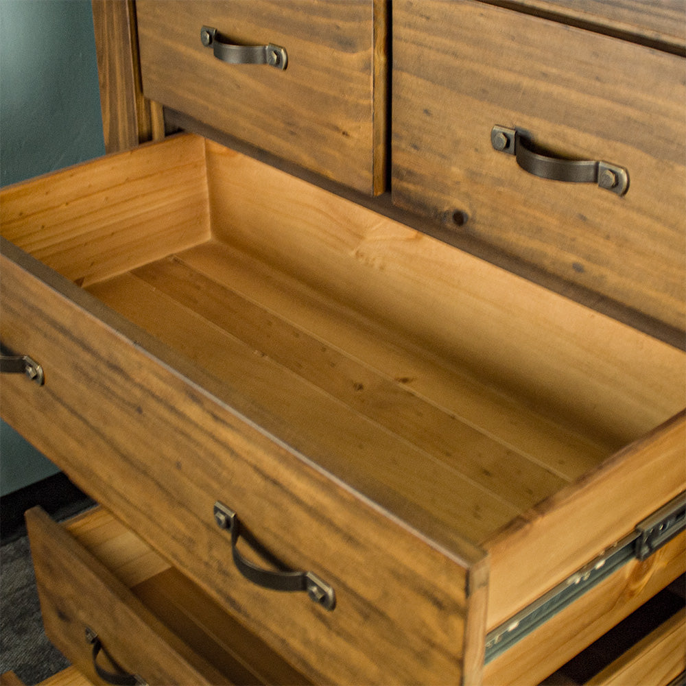 An overall view of the larger drawers on the Botanica Six Drawer Tallboy.