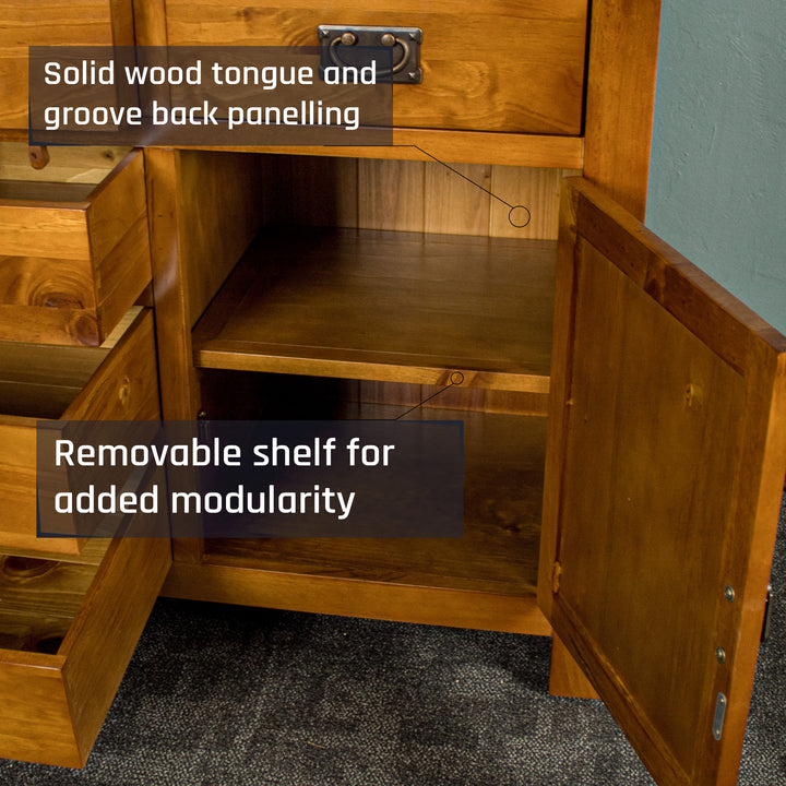 Inside view of the shelf of the Montreal Rimu Stained Buffet/Sideboard, which has a removeable shelf.