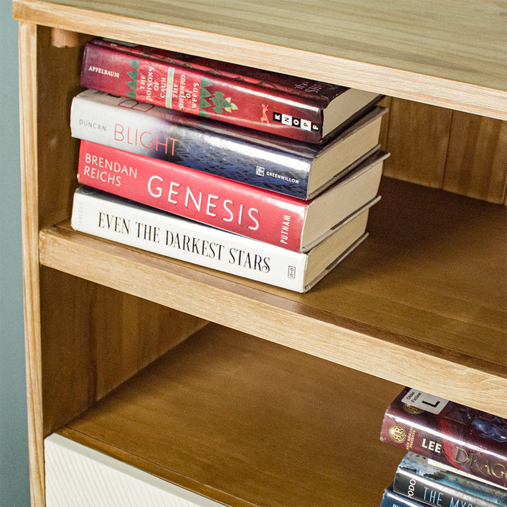 A close view of the top shelf on the Soho Short Display Shelf.