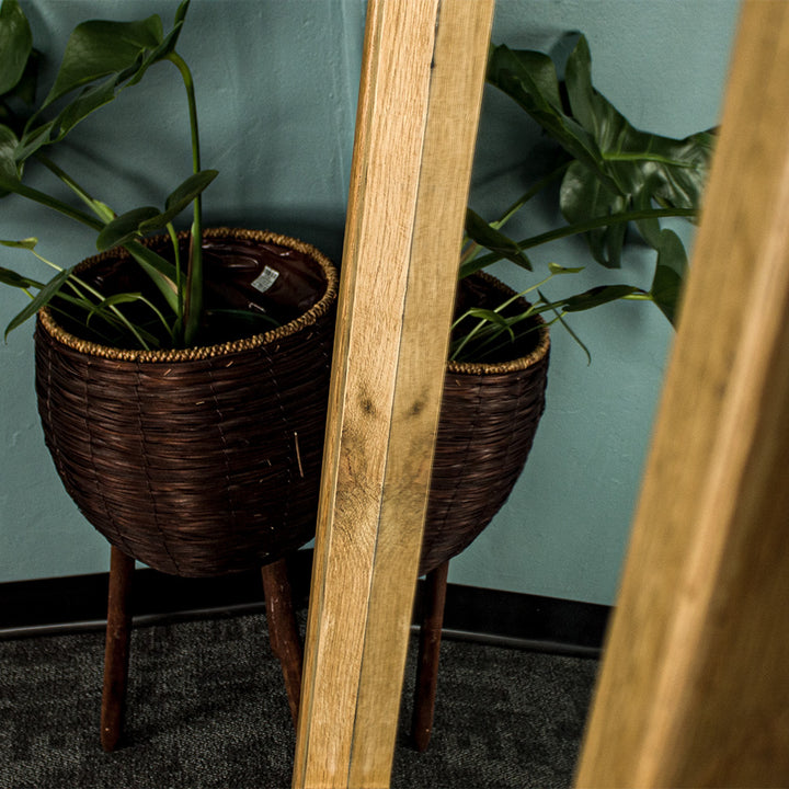 Versailles Leaning Oak Mirror with Shelf