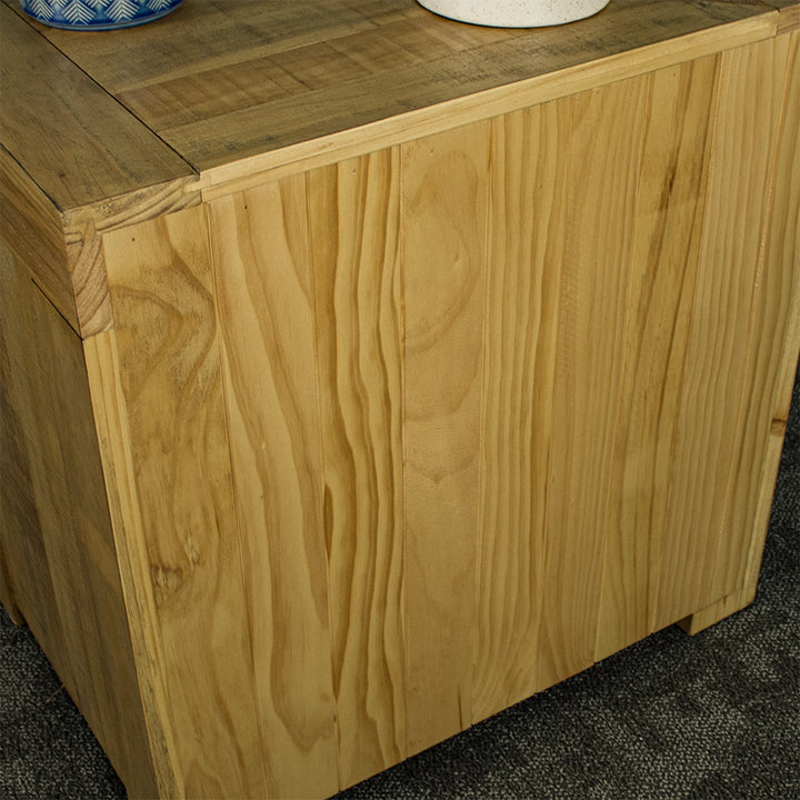 The back of the Amarillo Two Drawer Bedside, showing the tongue and groove panelling.