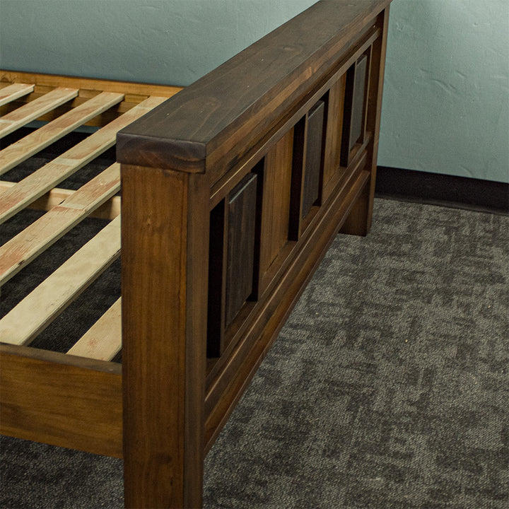 An overall view of the footboard on the Botanica Queen Slat Bed Frame.