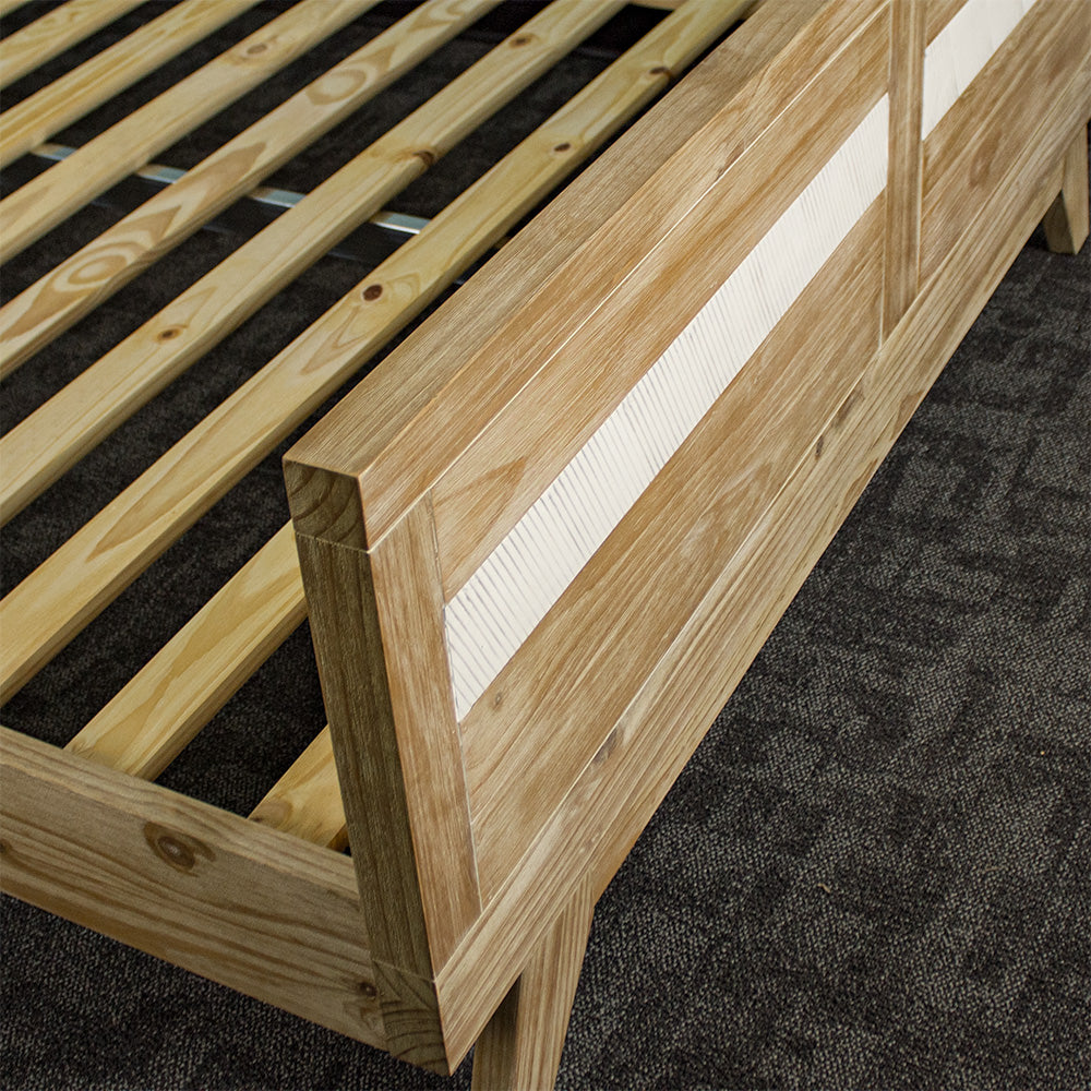 The footboard and legs on the Soho Queen Size Slat Bed Frame.