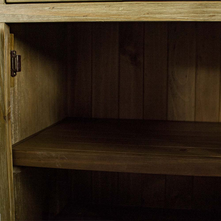 A view of the back of the Vancouver Large NZ Pine Buffet, showing the tongue and groove panelling.