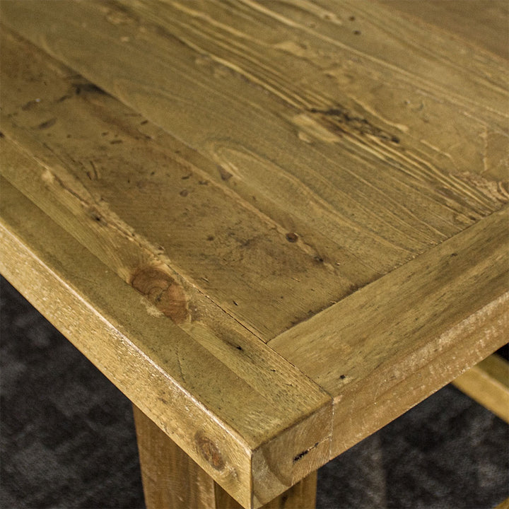 Close up of the top of the Ventura Recycled Pine Desk, showing the wood grain.