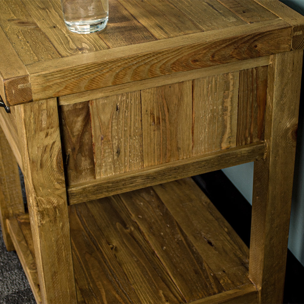 Ventura Recycled Pine Bedside Cabinet / Lamp Table