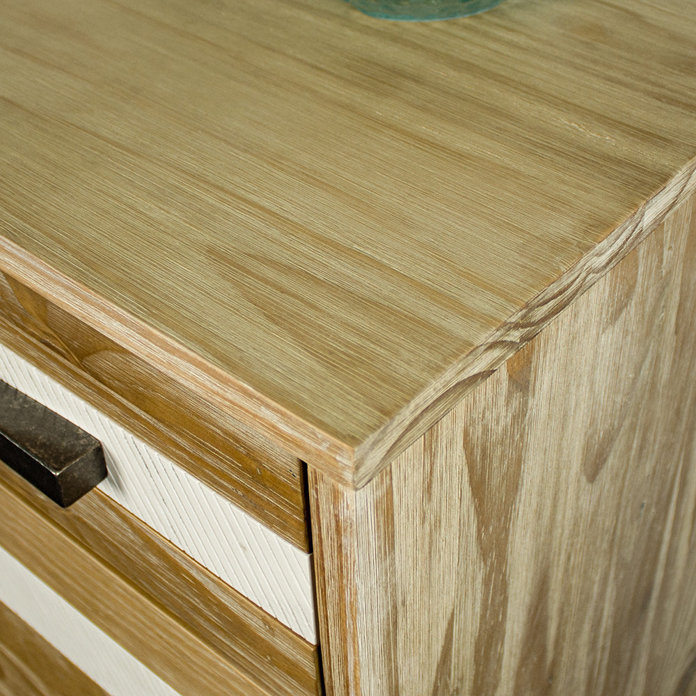 A close up of the top of the Soho 2 Door 2 Drawer NZ Pine Buffet Sideboard, showing the wood grain and texture.
