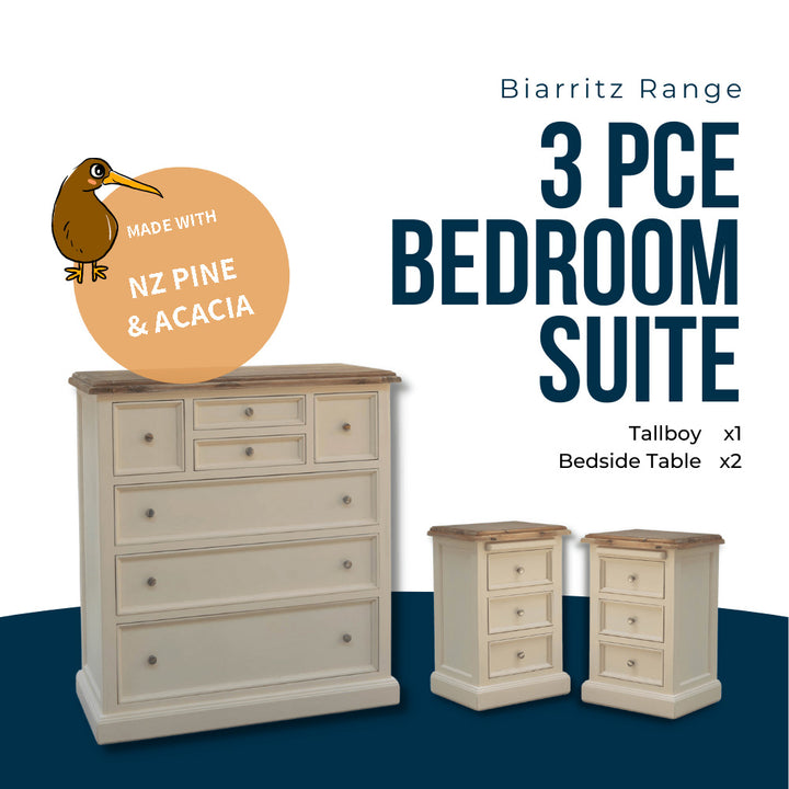 Biarritz 3 Piece Bedroom Suite With Tallboy
