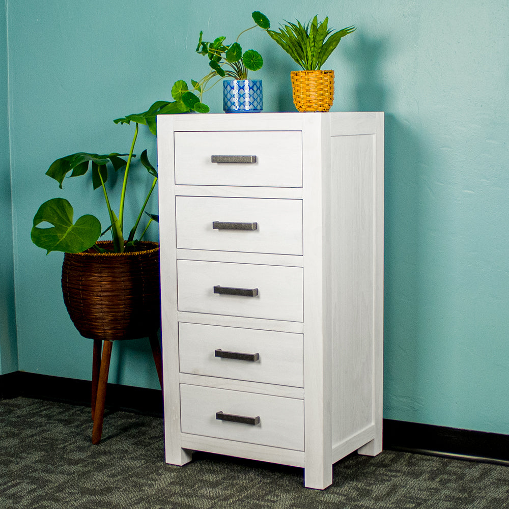 Vancouver 5 Drawer White NZ Pine Lingerie Chest