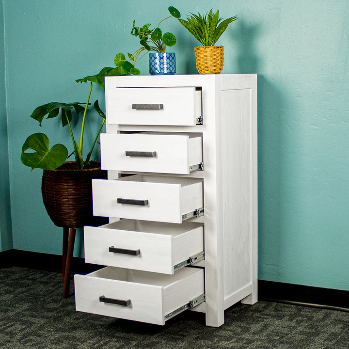 Vancouver 5 Drawer White NZ Pine Lingerie Chest