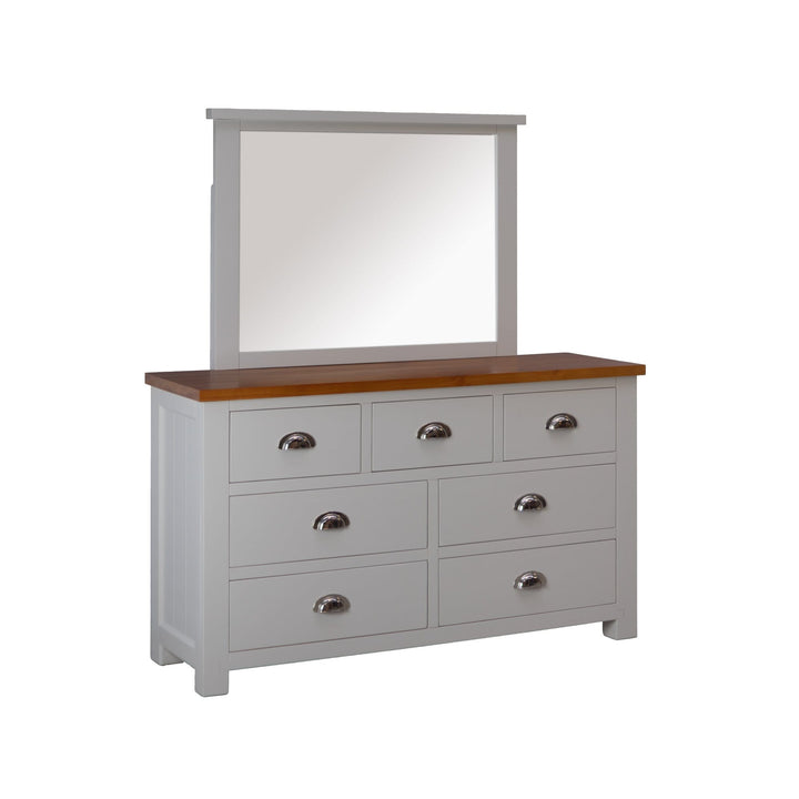 Alton 7 Drawer Pine Dresser & Mirror - Mainland Furniture NZ