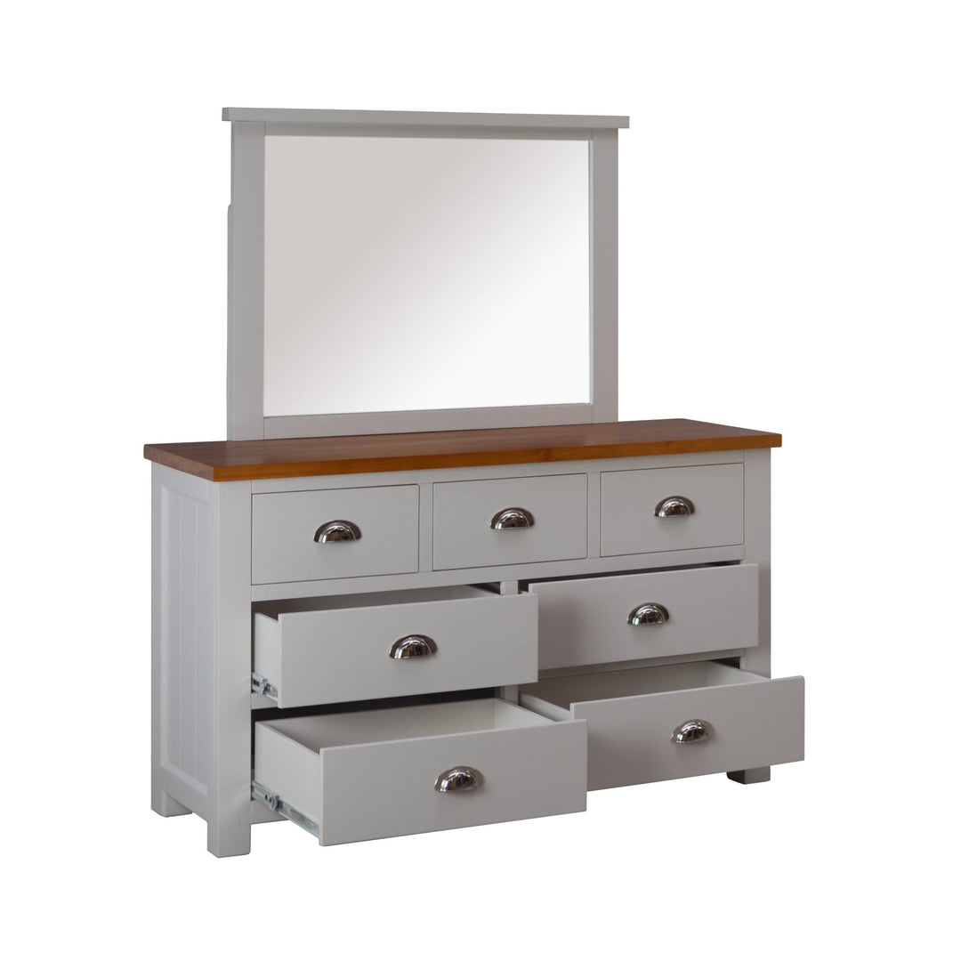 Alton 7 Drawer Pine Dresser & Mirror - Mainland Furniture NZ