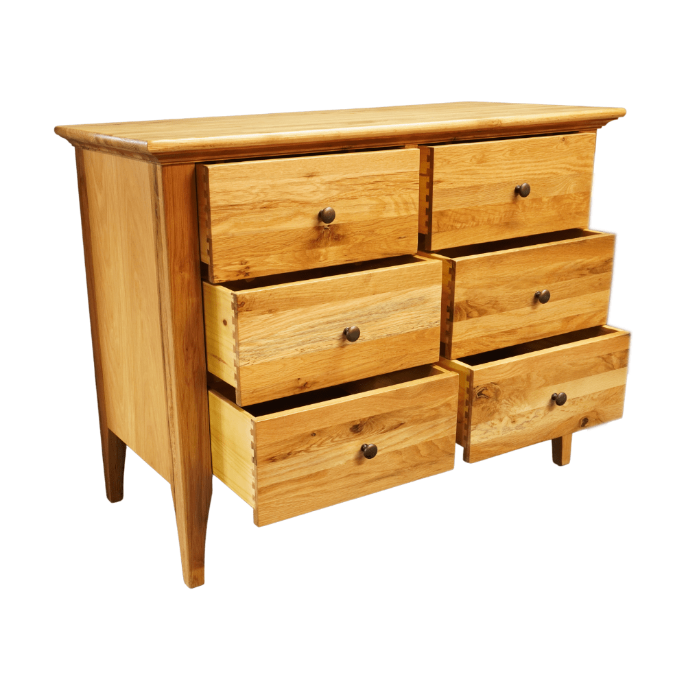 Beethoven Oak Lowboy Six Drawer Chest