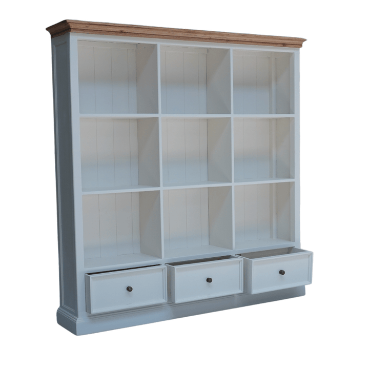 Versailles Large Oak White Bookcase with 3 Drawers